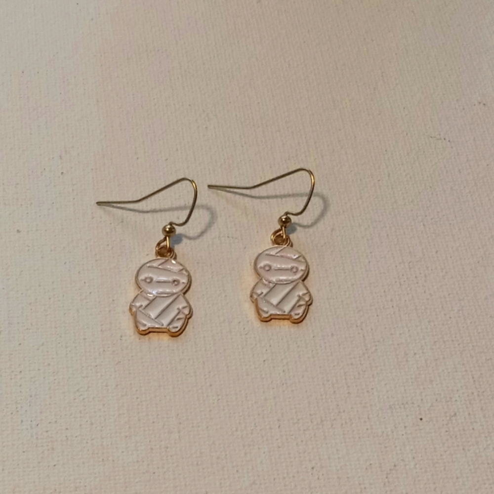 Gold Plated Enamel Mummy Earrings